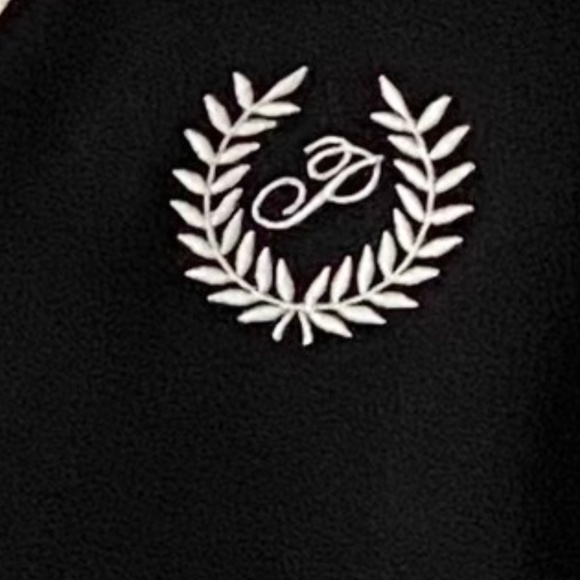 PINK Victoria's Secret Varsity Sweater w/ Embroidered Logo Black w/ Ivory Nwt - Picture 2 of 3